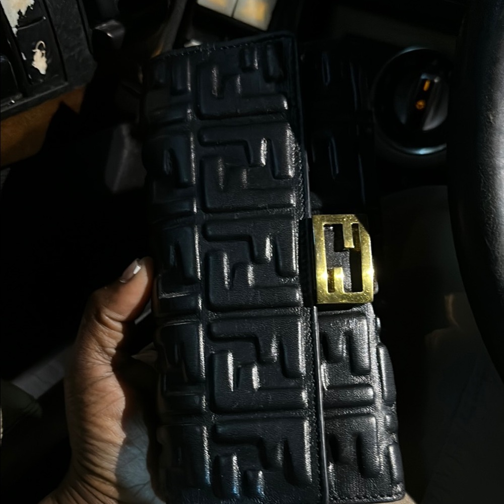 Fendi Black Clutch with Gold Accent
